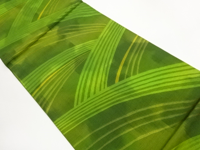 JAPANESE HIRAKI NAGOYA OBI / TSUMUGI / MATELASSE / WOVEN WAVY STRIPE